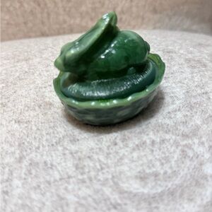 Mini Green Slag Bunny on Nest